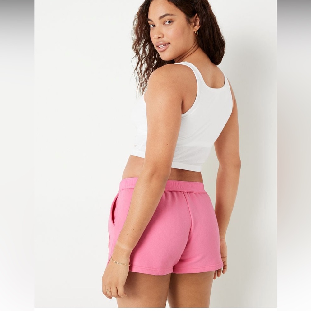Victoria’s Secret Pink 2 Piece Set Dreamy Pink Racerback Tank & 3” Cotton Shorts - Picture 8 of 11